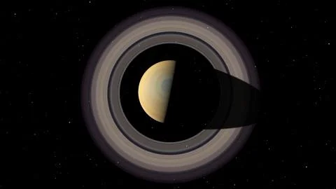 Top view of Saturn in space. Stock Illustration