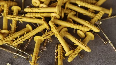 Top view of scattered construction fasteners Stock Footage 339086697
