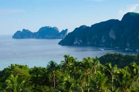 Top View Scenery of Phi Phi Island at Krabi Southern Province of Thailand Stock Photos
