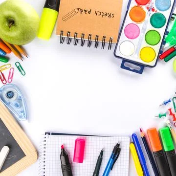 Top view school pack. High quality and resolution beautiful photo concept Stock Photos