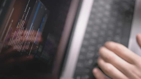 Top view of screen with code Stock Footage 214435194