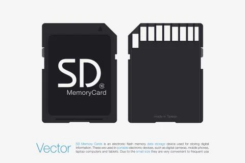 Top View SD Memory Card. Memory Chip Isolated Stock Illustration