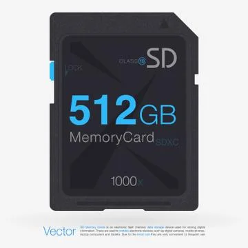 Top View SD Memory Card. Memory Chip Isolated Stock Illustration