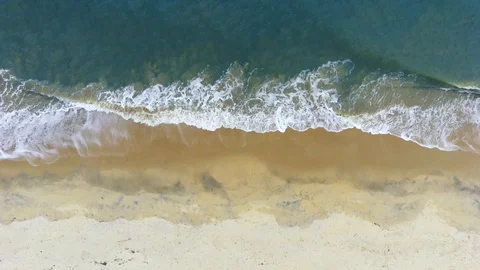 Top View Sea beach from drone in Evening sunshine Stock Footage 128411217
