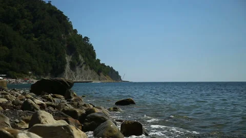 Top View Of Sea Blue Waves Crashing Coastline Cliff Stock Footage 94651882