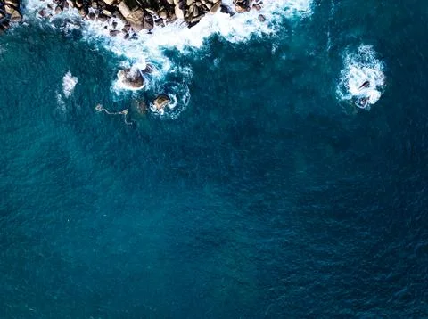 Top view sea surface waves texture background Photos