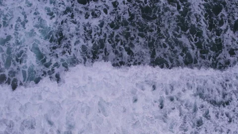 Top view of sea waves crash at night Stock Footage 229622393