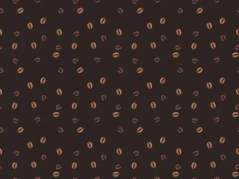 Top view of seamless pattern made from coffee beans isolated on brown Stock Photos