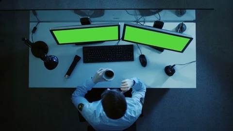 Top View of a Security Guard Looking at ... | Stock Video | Pond5