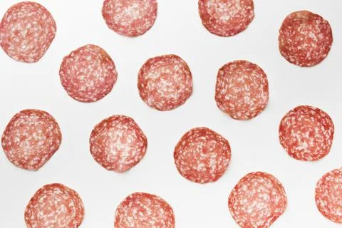 Top view selection tasty salami table. High quality and resolution beautifu.. Stock Photos