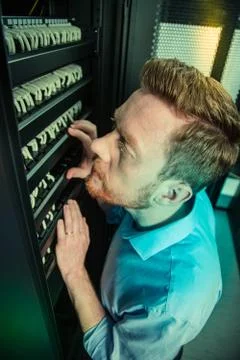 Top view of a serious smart bearded man Stock Photos