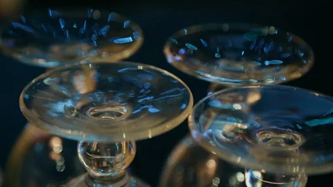 Top view on a set of empty glasses with reflections Stock Footage 90461513