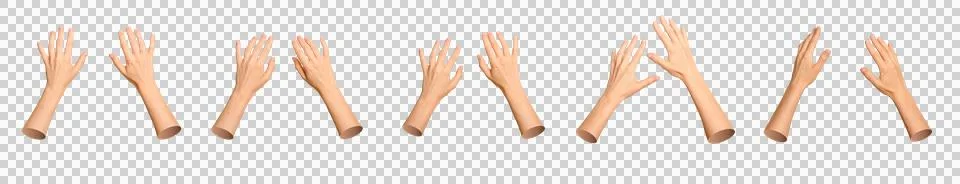 Top view set of hands typing on invisible keyboard. Collection of computer .. Stock Photos