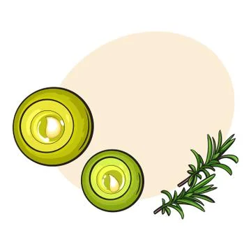 Top view set of round candles, spa salon accessories 스톡 일러스트