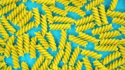 Top view of set of uncooked Fusilli pasta Stock Footage 133563813