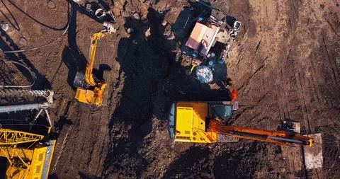 Top view setting up career preparation work equipment and people Stock Footage 127216264