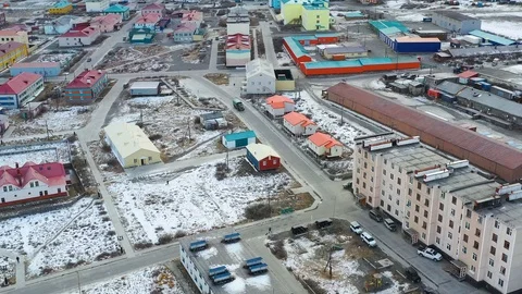 The top view on the settlement of Egvekinot. Stock Footage 120889180