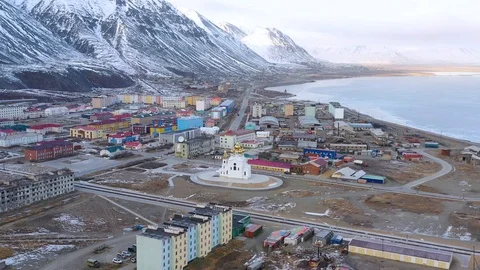 The top view on the settlement of Egvekinot. Stock Footage 120889270