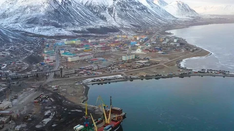 The top view on the settlement of Egvekinot. Stock Footage 120889322