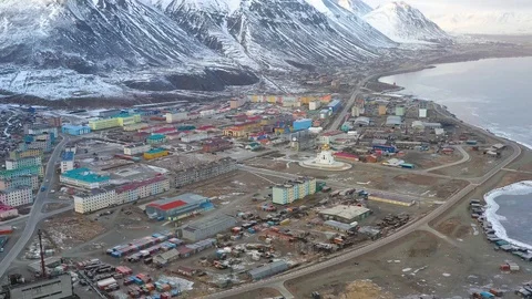 The top view on the settlement of Egvekinot. Stock Footage 120889358