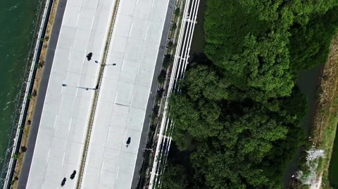 Top view. Shooting from drone. Flights above highway. Stock Footage 54028565