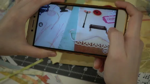 Top view of shooting video of handmade work. Craftsman photographs their work. Stock Footage 106540403