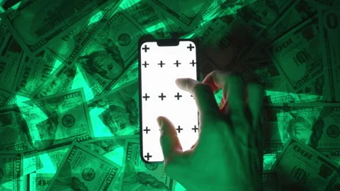 Top-View Shot of a Hand Performing a Zoom Gesture on a Smartphone with a Blank 動画素材 296366626