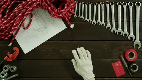 Top view shot. A lazy worker gets his salary Stock Footage 80123302