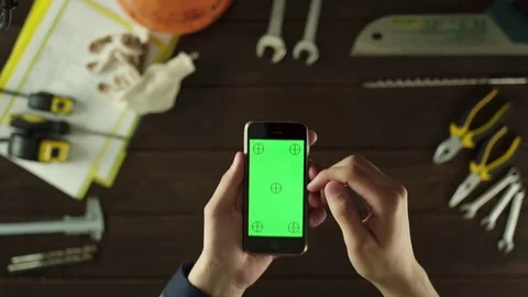 Top view shot. Notes in the cellphone Stock Footage 80064693