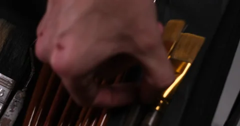 Top view shot of paintbrushes in case 動画素材 236054710