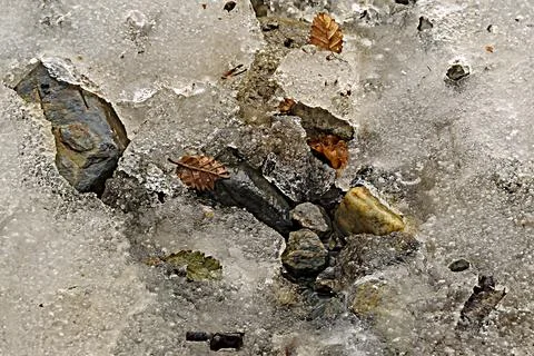 Top view shot solid ice ground Stock Photos