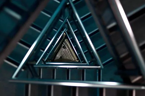 Top view shot of triangular stairs in a modern building 스톡 사진