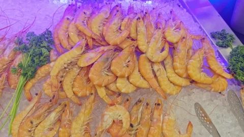 Top View Shrimp Seafood Buffet Stock Footage 324801244