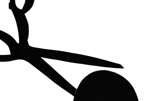 Top view of silhouette of scissors and spool Stock Illustration