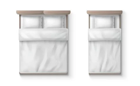 Top view of single and double bed mockup Stock Illustration