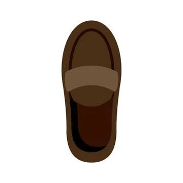 Top view of single brown leather loafer shoe illustration Stock Illustration