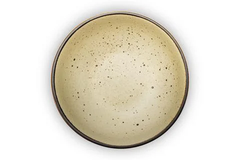 Top view of single empty brown ceramic bowl. Stock Photos