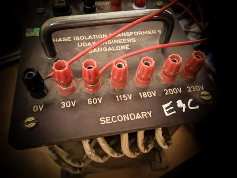 Top view of single phase voltage transformer Stock Photos