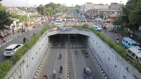TOP VIEW THE SITUATION IN PASAR MINGGU ROAD Video stock 151960981