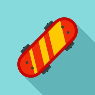 Top view skateboard icon, flat style Stock Illustration
