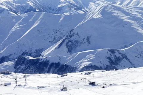 Top view on ski slope Stock Photos