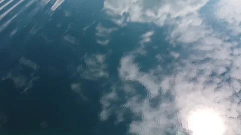 Top view of sky and clouds in the mirror reflection of water Stock Footage 280007473