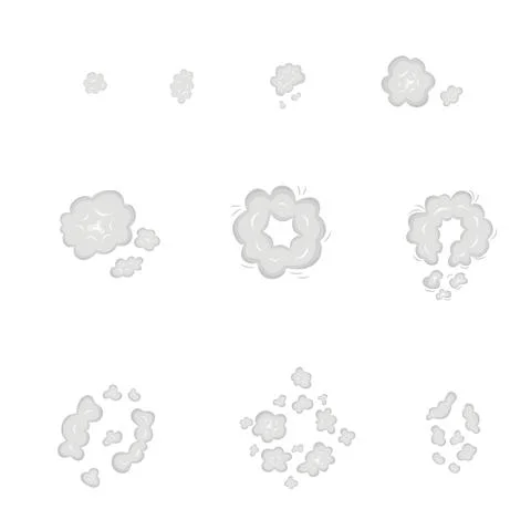 Top view sky clouds set. Vector stock illustration isolated on white background Illustrazione stock