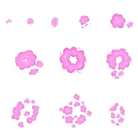 Top view sky pink clouds set. Vector stock illustration isolated on white Stock Illustration