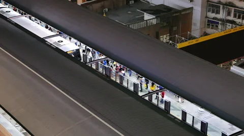 Top view of Sky train Arriving at Platform. Stock-Footage 59541236