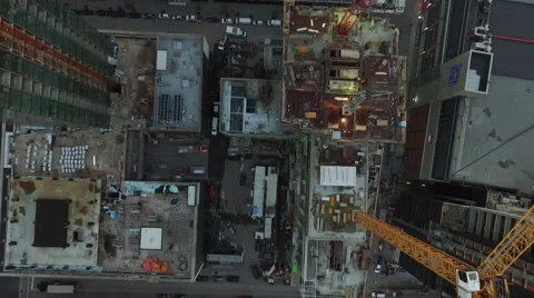 Top view of skyscapers under construction Stock Footage 64123565