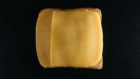 TOP VIEW: Slice of bread with a cheese Stock Photos