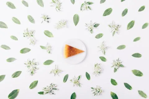 Top view of a slice of pie on a white table Stock Photos