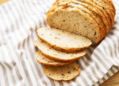 Top view of sliced bread Foto stock