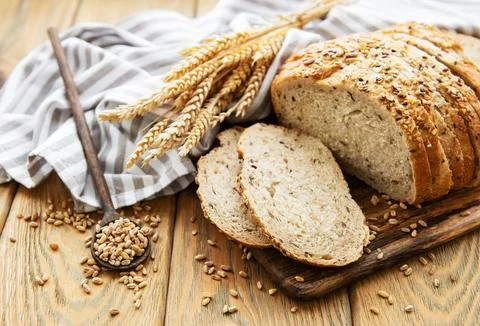 Top view of sliced bread Stock Photos